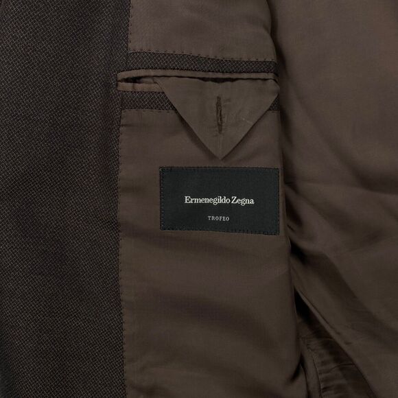 Ermenegildo Zegna Blazer Mens 48R Trofeo Roma Textured Brown Sport Jacket Vented - Picture 8 of 15